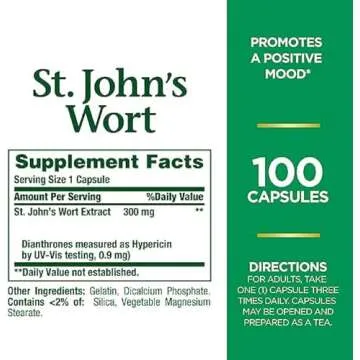 Nature's Bounty St. John’s Wort 300mg Capsules, Herbal Health for Positive Mood