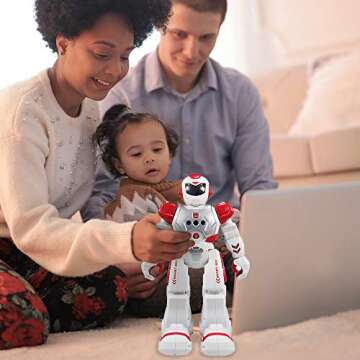 Remote Control Robot for Kids, Intelligent Programmable Robot with Infrared Controller Toys, Dancing, Singing, Moonwalking and LED Eyes, Gesture Sensing Robot Kit for Childrens Entertainment (Red)