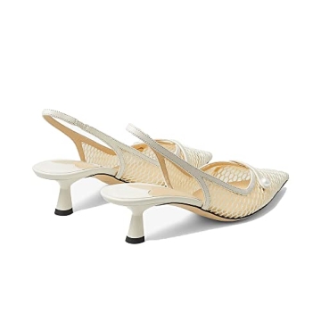 THESHY Women's Slingback Kitten Heel Pearl Dress Pumps