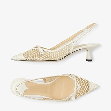 THESHY Women's Slingback Kitten Heel Pearl Dress Pumps