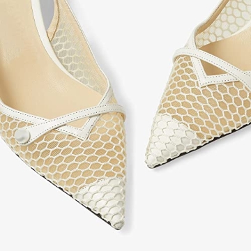 THESHY Women's Slingback Kitten Heel Pearl Dress Pumps