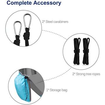 Pobiren Camping Hammocks,Portable Single & Double Hammock with 2 Tree Straps,Ultralight Nylon Parachute Light Weight Backpacking Gear for Outdoor,Indoor,Travel,Beach,Yard,Garden Blue