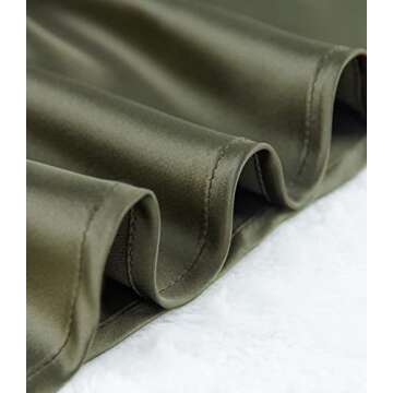 Women's Satin High Waist Hidden Elasticized Waistband Flared Casual A Line Midi Skirt (Army Green, XX-Large)