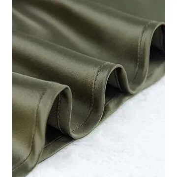 Women's Satin High Waist Hidden Elasticized Waistband Flared Casual A Line Midi Skirt (Army Green, XX-Large)