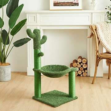 Catinsider Cactus Cat Tree - 35 Inches, Hammock Included