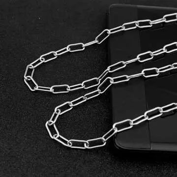 PICKBEAU 18K Plated Paperclip Chain Necklace for Women 3.0MM Silver Chain Necklace, Link Chain Necklaces for Women Men Unisex Multiple Size-18inch