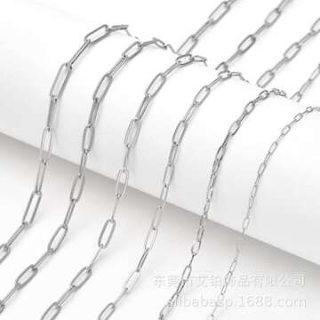 PICKBEAU 18K Plated Paperclip Chain Necklace for Women 3.0MM Silver Chain Necklace, Link Chain Necklaces for Women Men Unisex Multiple Size-18inch