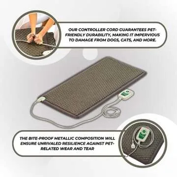 HealthyLine Pet Heating Pad - Heated Dog, Cat Bed - Electric - Bite, Scratch and Water Proof - Warm Tourmaline Stones for Far Infrared Heat and Negative Ion Therapy (Large 50" x 24")
