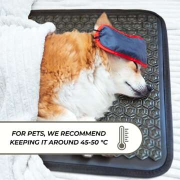 HealthyLine Pet Heating Pad - Heated Dog, Cat Bed - Electric - Bite, Scratch and Water Proof - Warm Tourmaline Stones for Far Infrared Heat and Negative Ion Therapy (Large 50" x 24")