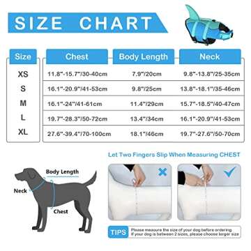 Dogcheer Dog Life Jacket, Cute Shark Dog Life Vest for Swimming Boating with Superior Buoyancy and R...