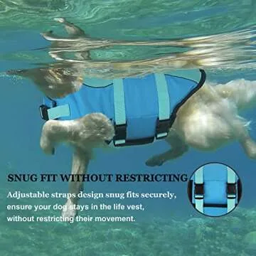 Dogcheer Dog Life Jacket, Cute Shark Dog Life Vest for Swimming Boating with Superior Buoyancy and Rescue Handle, Adjustable Puppy Swim Floating Vest for Small Medium Large Dogs(Pool Blue, XL)