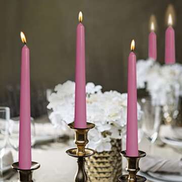 BOLSIUS 10 Inch Pink Taper Candles - 8 Hours Burn Time - Premium European Quality - 10 Pack Unscented Smokeless & Dripless Household Taper Candlesticks - Perfect for Church, Party, and Everyday Use