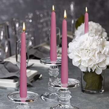 BOLSIUS 10 Inch Pink Taper Candles - 8 Hours Burn Time - Premium European Quality - 10 Pack Unscented Smokeless & Dripless Household Taper Candlesticks - Perfect for Church, Party, and Everyday Use