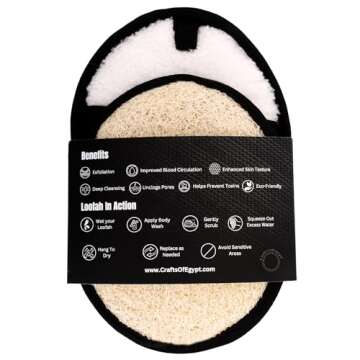 Rugged Natural Shower Loofah for Men - Tough Eco-Friendly Exfoliating Body Scrubbers, Durable & Gentle Terry Towel Cloth pad for Manly Skin Care - Lufas, Luffa, Loufas Sponges