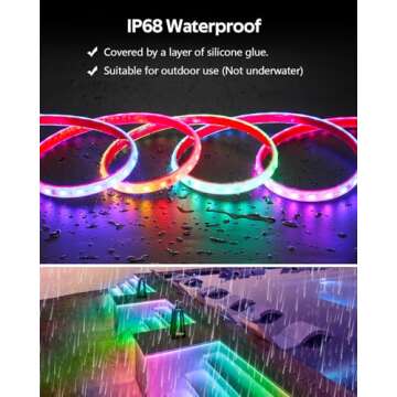 ALITOVE WS2811 Addressable LED Strip Lights Outdoor xConnect RGB IC 24V LED Tape Light 16.4ft 300LEDs Chasing LED Light Strip Waterproof IP68 for Garden Swimming Pool DIY Decor(No Power & Controller)