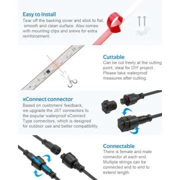 ALITOVE WS2811 Addressable LED Strip Lights Outdoor xConnect RGB IC 24V LED Tape Light 16.4ft 300LEDs Chasing LED Light Strip Waterproof IP68 for Garden Swimming Pool DIY Decor(No Power & Controller)