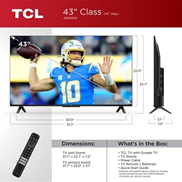 TCL 43-Inch S4 4K LED Smart TV with Google Features