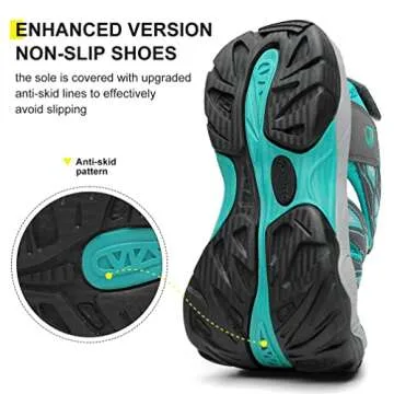 Dannto Women's Sport Hiking Sandals Closed Toe Outdoor Athletic Walking Sandal Lightweight Summer Water Shoes Grey Size 8.5