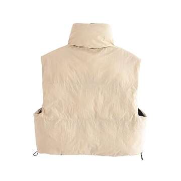 FindThy Women’s Warm Cropped Puffer Vest Stand Collar Zip Up Winter Waistcoat Puffer Gilet