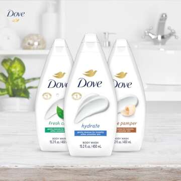 Dove Body Wash Variety 3-Pack – Hydrate, Fresh Care, and Gentle Pamper, 16.9 Oz Ea