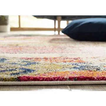 SAFAVIEH Monaco Collection Accent Rug - 3' x 5', Light Grey & Multi, Tribal Distressed Design, Non-Shedding & Easy Care, Ideal for High Traffic Areas in Entryway, Living Room, Bedroom (MNC222G)