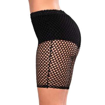 Nihsatin Women's Elastic Fishnet Biker Shorts See Through Short Leggings Without Panty