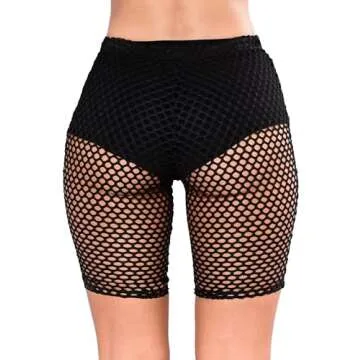 Nihsatin Women's Fishnet Biker Shorts for Festivals