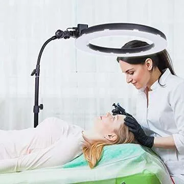 GSKAIWEN 18inch 65W LED Makeup Ring Light with Mirror for Eyebrow Tattoo Light Lash Lamp Beauty Light Eyelash Extension Lamp Studio Video Photography Light with Tripod Phone Holder Mirror and Bag