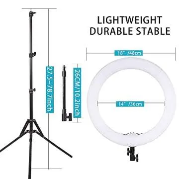 GSKAIWEN 18inch 65W LED Makeup Ring Light with Mirror for Eyebrow Tattoo Light Lash Lamp Beauty Light Eyelash Extension Lamp Studio Video Photography Light with Tripod Phone Holder Mirror and Bag