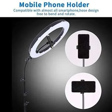 GSKAIWEN 18inch 65W LED Makeup Ring Light with Mirror for Eyebrow Tattoo Light Lash Lamp Beauty Light Eyelash Extension Lamp Studio Video Photography Light with Tripod Phone Holder Mirror and Bag