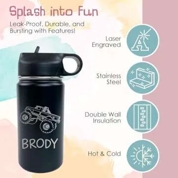 Crafty Engineer Monster Truck Water Bottle for Kids