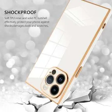 SAKUULO Case for iPhone 15 Pro Cute Plating Gold Case for Women Girls Soft TPU Shockproof Raised Full Camera Protection Electroplate Bumper Cover for iPhone 15 Pro 6.1"-White