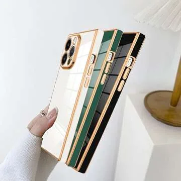 SAKUULO Case for iPhone 15 Pro Cute Plating Gold Case for Women Girls Soft TPU Shockproof Raised Full Camera Protection Electroplate Bumper Cover for iPhone 15 Pro 6.1"-White