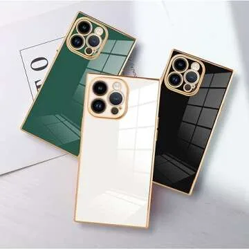 SAKUULO Case for iPhone 15 Pro Cute Plating Gold Case for Women Girls Soft TPU Shockproof Raised Full Camera Protection Electroplate Bumper Cover for iPhone 15 Pro 6.1"-White