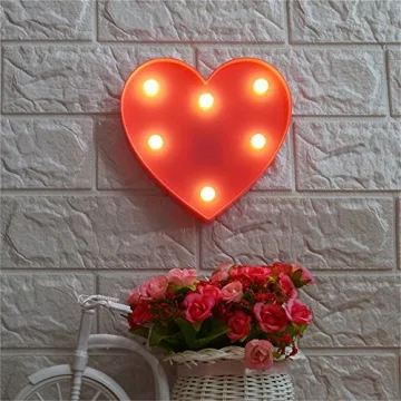 Pooqla Marquee Light Up Heart Sign for Home Decor