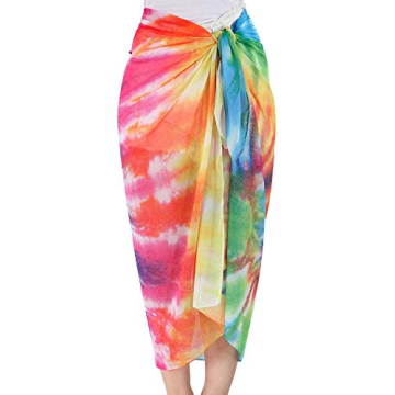 MissShorthair Womens Chiffon Beach Pareos Sarong Sheer Swimsuit Cover Ups Swimwear Bikini Wrap