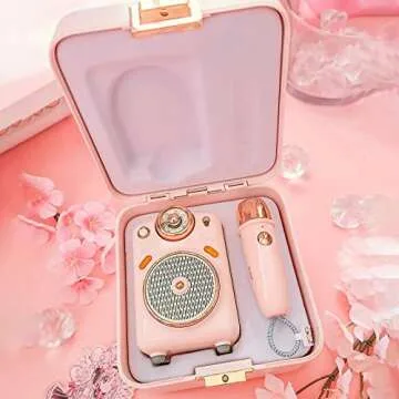 Divoom Cute Speaker with Microphone, with 7 Different Sound Modes for Singing or Talking, Karaoke Machine for Girls, Boys, Family Party, Presentation, Training, Outdoor (Pink)