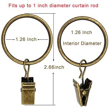 LLPJS 40 Pack Curtain Rings with Clips, Curtain Clip Rings Hooks, Bow Hanger Clips for Hanging Drape...