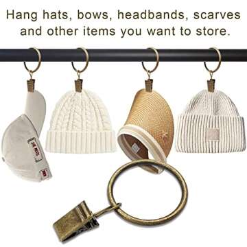 LLPJS 40 Pack Curtain Rings with Clips, Curtain Clip Rings Hooks, Bow Hanger Clips for Hanging Drapery Drapes Bows, Ring 1.26 inch Interior Diameter, Fits up to 1" Rod, Bronze