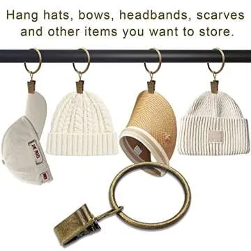 LLPJS 40 Pack Curtain Rings with Clips, Curtain Clip Rings Hooks, Bow Hanger Clips for Hanging Drapery Drapes Bows, Ring 1.26 inch Interior Diameter, Fits up to 1" Rod, Bronze