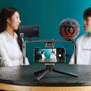 Weeylite RB08P RGB LED Video Light, Portable Small Pocket LED Camera Light with Mini Tripod & Phone Holder, 2500-8500K Photography Lights Panel with Built-in 3000mAh LCD Display Type-C Charging