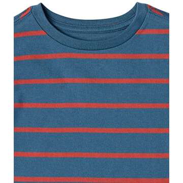 Amazon Essentials Boys' Short-Sleeve T-Shirts, Pack of 5, Orange/Grey/Classic Blue, Dogs/Stripe, Small