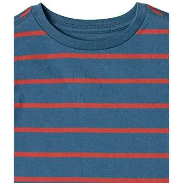 Amazon Essentials Boys' Short-Sleeve T-Shirts, Pack of 5, Orange/Grey/Classic Blue, Dogs/Stripe, Small