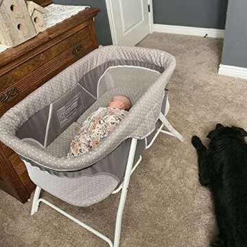 Dream On Me Traveler Portable Bassinet In Grey, Lightweight And Breathable Mesh Design, Easy To Clea...