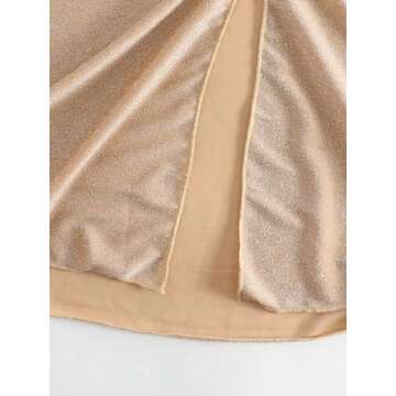 OYOANGLE Women's Ring Linked Split Thigh Cover Up Skirt Beach Skirts Swimsuit Bottom Beige L