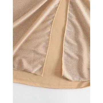 OYOANGLE Women's Ring Linked Split Thigh Cover Up Skirt Beach Skirts Swimsuit Bottom Beige L