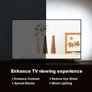 HAMLITE TV LED Backlight USB Powered, 6500K White PC Monitor Bias Lighting for 60 65inch TVs,14.8Ft RGBW Led Light for TV with RF Remote 20 Colors Changing LED Background Room Decor