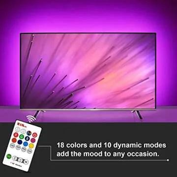 HAMLITE TV LED Backlight USB Powered, 6500K White PC Monitor Bias Lighting for 60 65inch TVs,14.8Ft RGBW Led Light for TV with RF Remote 20 Colors Changing LED Background Room Decor