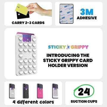 StickyGrippy Suction Phone Card Holder Mount, Phone Wallet, Silicon Adhesive Phone Accessory for iPh...