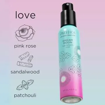Pacifica Hair Perfume & Body Fragrance Spray Mist - Dream Moon with Bergamot, Pear, Pink Rose, Coconut, Vanilla, Sandalwood & Patchouli – Alcohol-Free, Vegan & Cruelty-Free, 5 oz (1 Count)